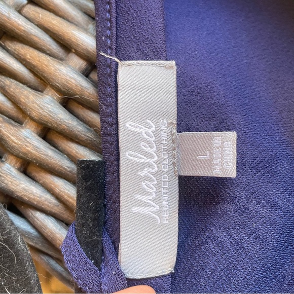 Marled RC navy blue lace up stretch long sleeve top bell sleeve Large - Picture 11 of 11